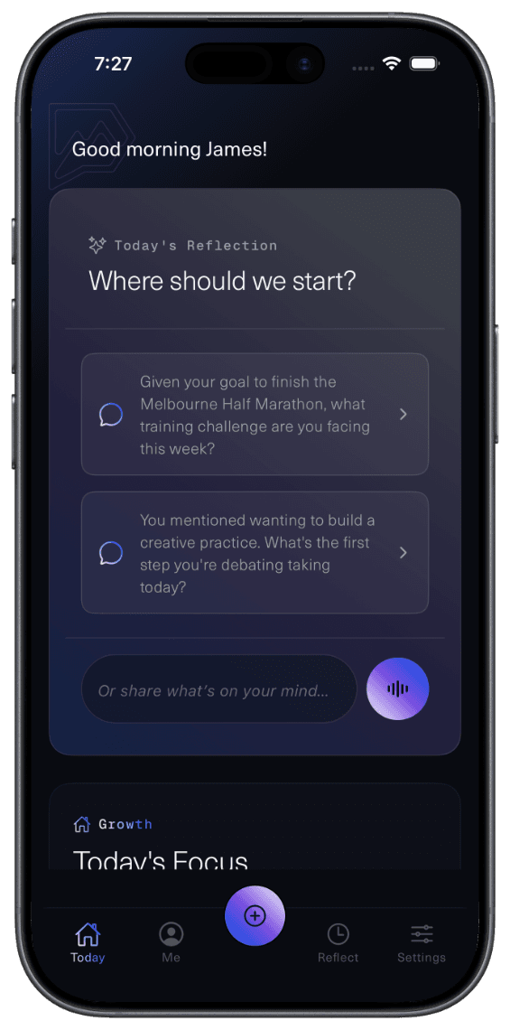 Today screen with daily actions and reminders
